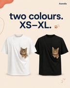 Two colours, sizes XS to XL - white and black Cat Carrier Tee